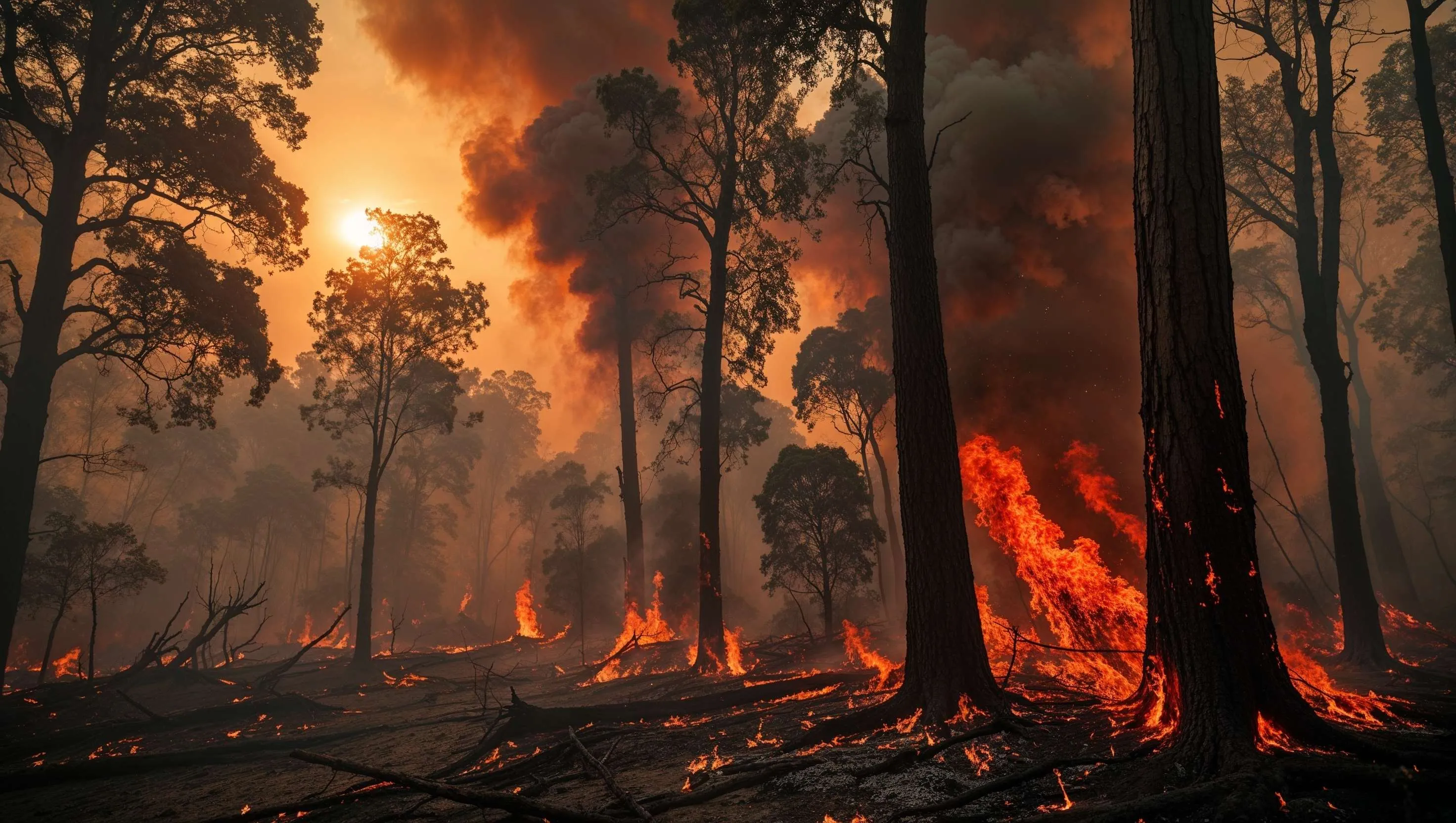 As queimadas estão relacionadas com as crises climáticas.