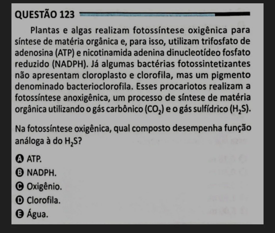 Questão sobre fotossíntese oxigênica foi uma das questões envolvidas em vazamento.