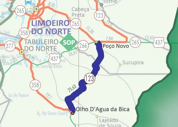 A estrada será pavimentada e liga eixos de Tabuleiro do Norte e Limoeiro do Norte.